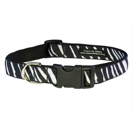 SASSY DOG WEAR ZEBRA-WHITE-BLK.3-C Zebra Dog Collar, Black & White - Medium SA455510